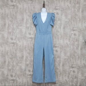 Light Blue Puff Sleeve Jumpsuit